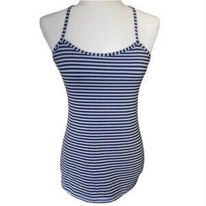 lululemon Lavender and Black Stripe Y Strap Athletica Yoga Top, Size 2